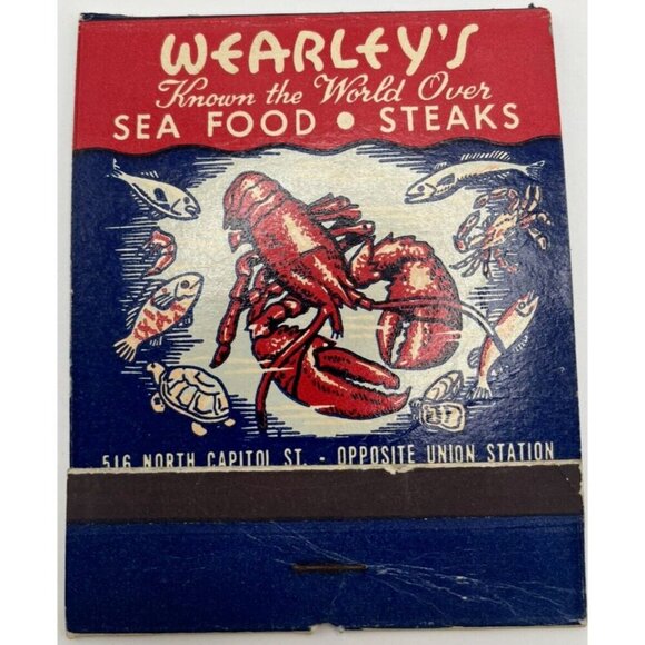 Vintage 1957 Wearley's Matchbook Washington DC Large - Picture 1 of 6